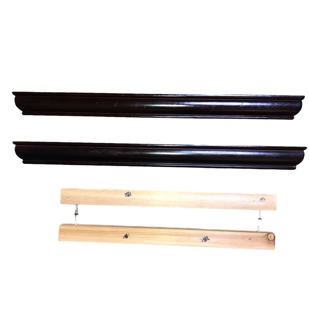 Set of 2 Wood Mahogany Floating Shelves